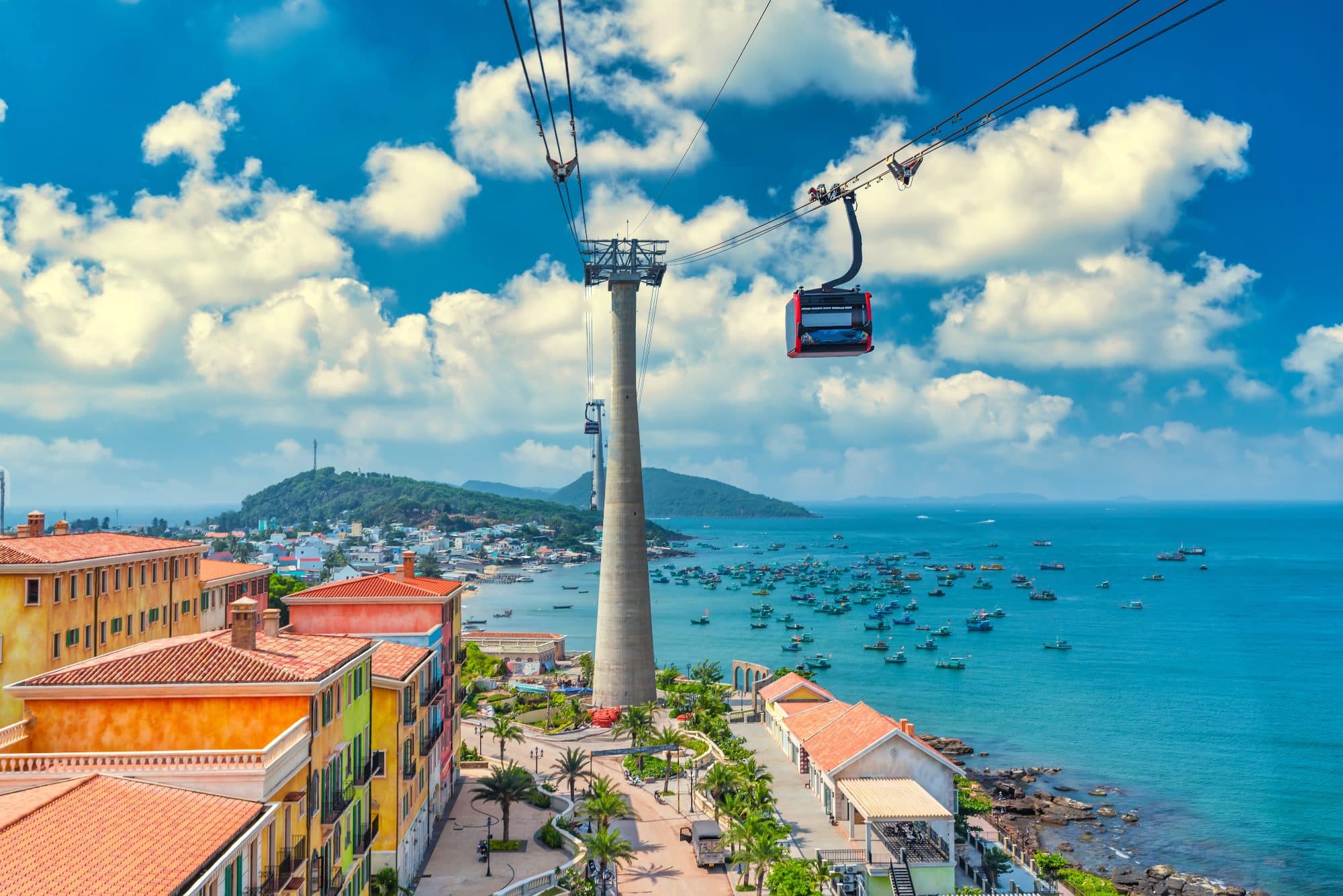 Phu Quoc cable car with the view of An Thoi Town