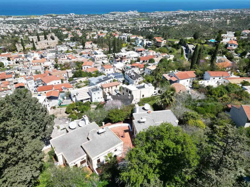 A view down to the mediterranean Sea from the mountain village of Bellapais in North Cyprus