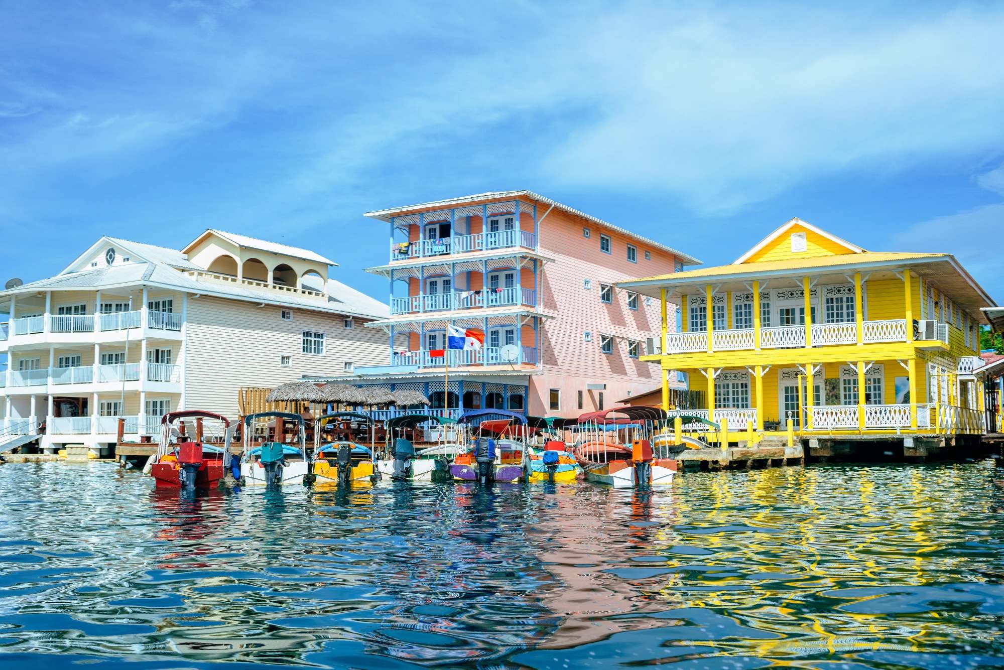 Houses by the sea in Bocas del Toro