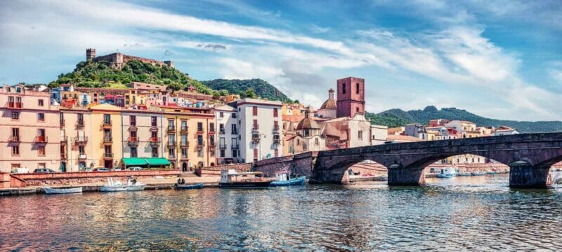 Old harbour town bridge Sardinia
