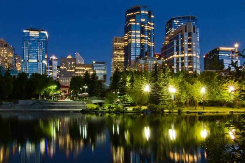 Calgary at night - Best places to live in Canada