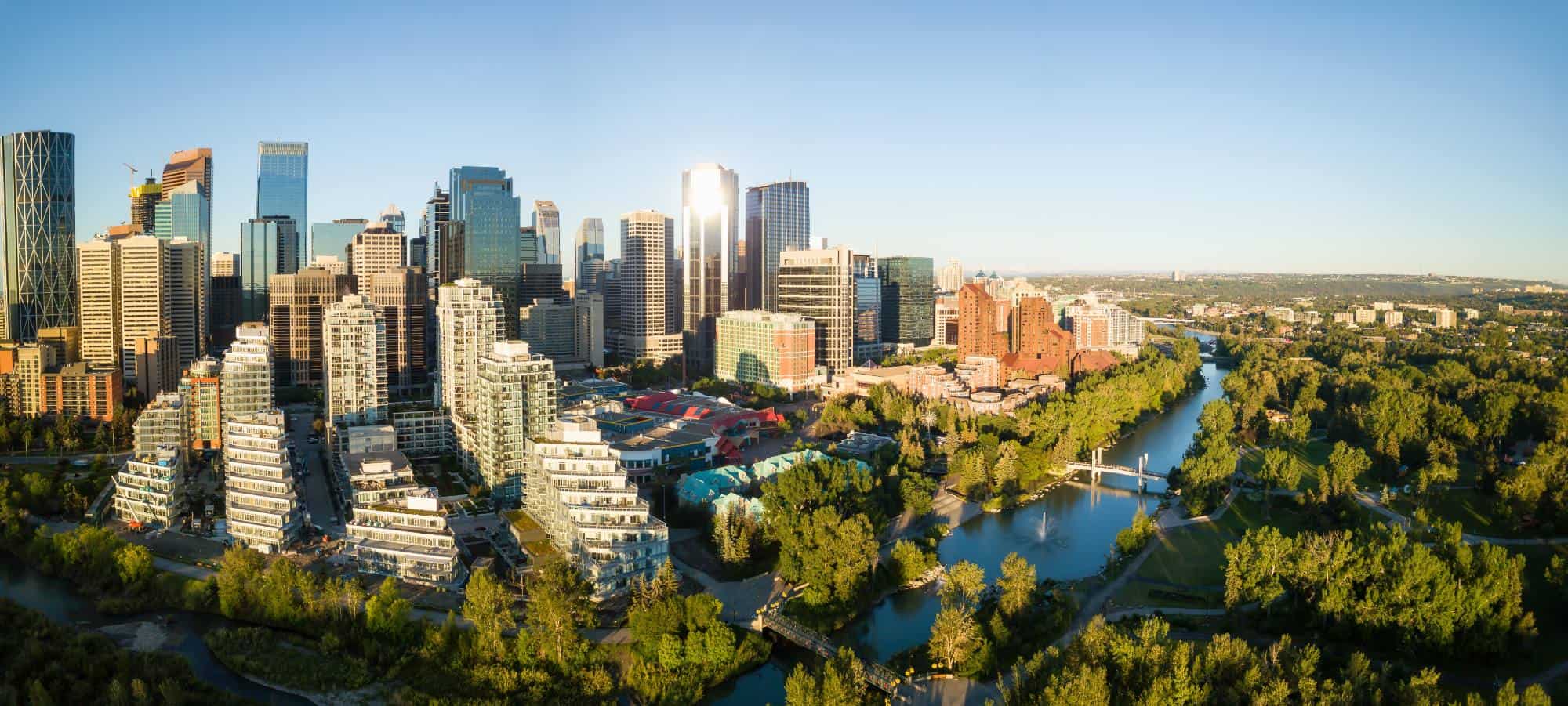 Skyscrapers and streets of Calgary Downtown, Alberta