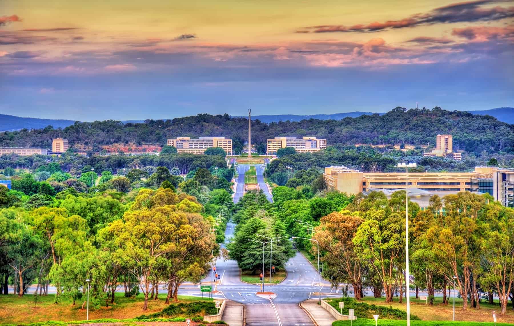 Kings Avenue leading towards the Australian-American Memorial, Canberra, Australia