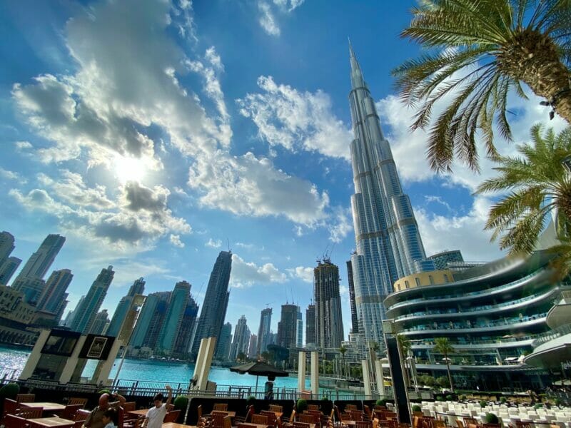 Dubai City - Skyline views from an outside restaurant