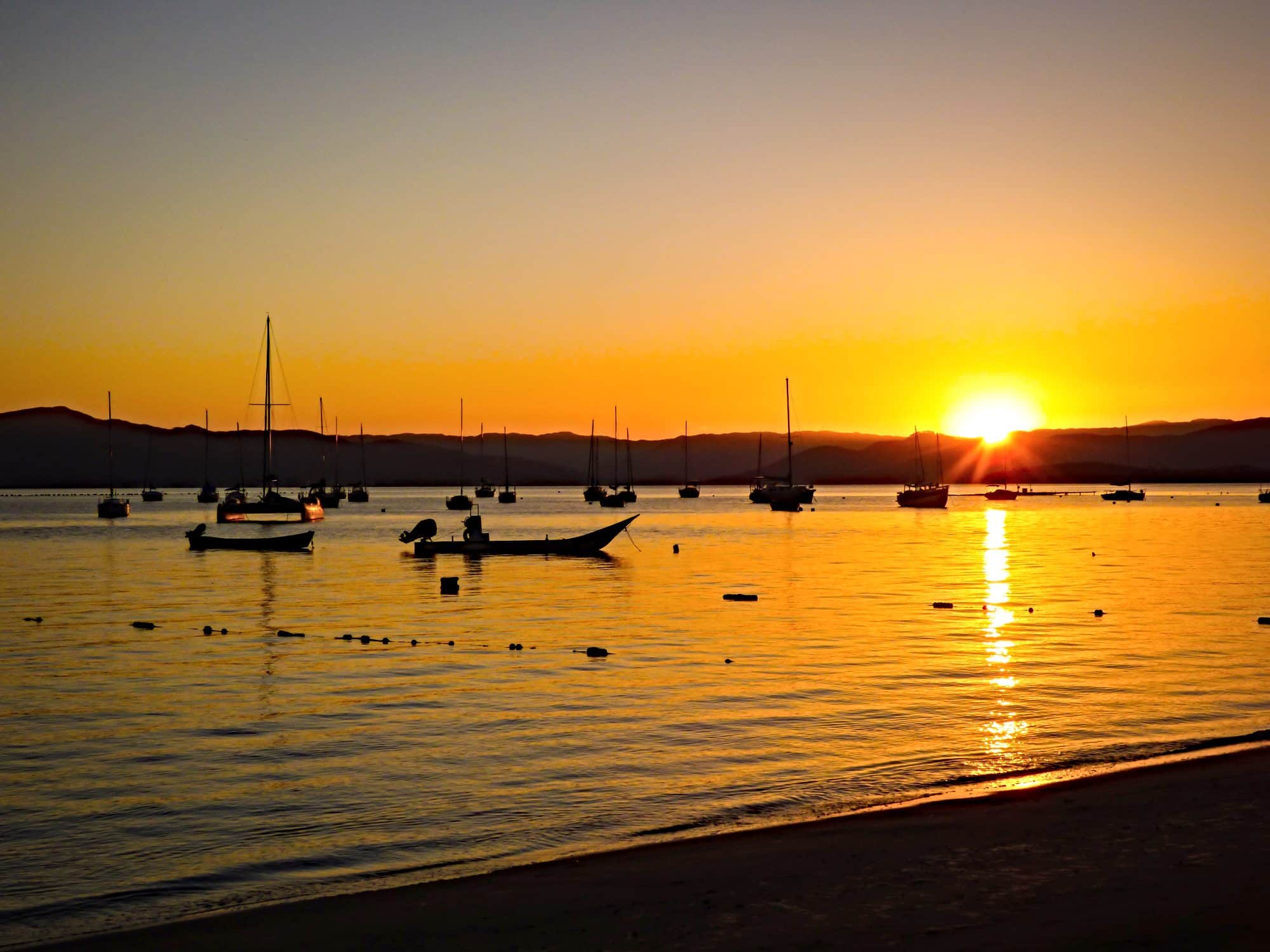 Sunset in Santo Antonio de Lisboa, fishermen village in Florianopolis - Brazil