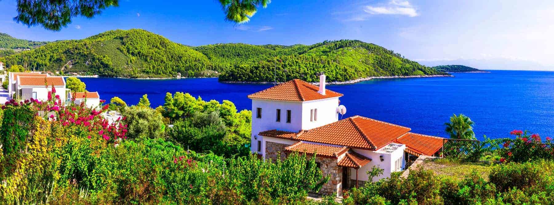 Typical villas and houses in the Greek countryside and suburbia
