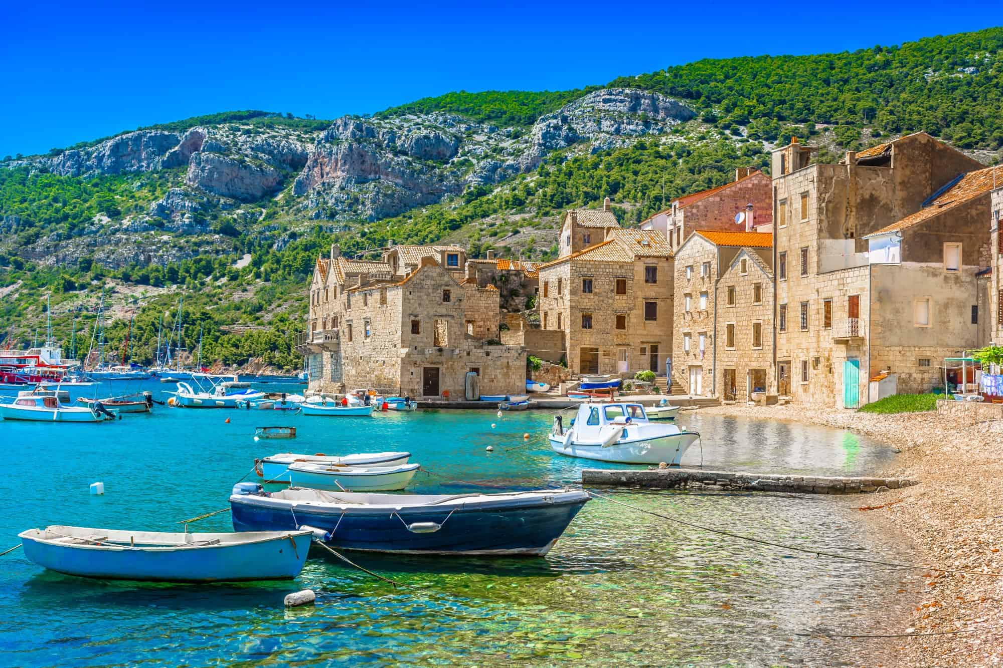 Komiža, a Croatian coastal town lying on the western coast of the island of Vis.