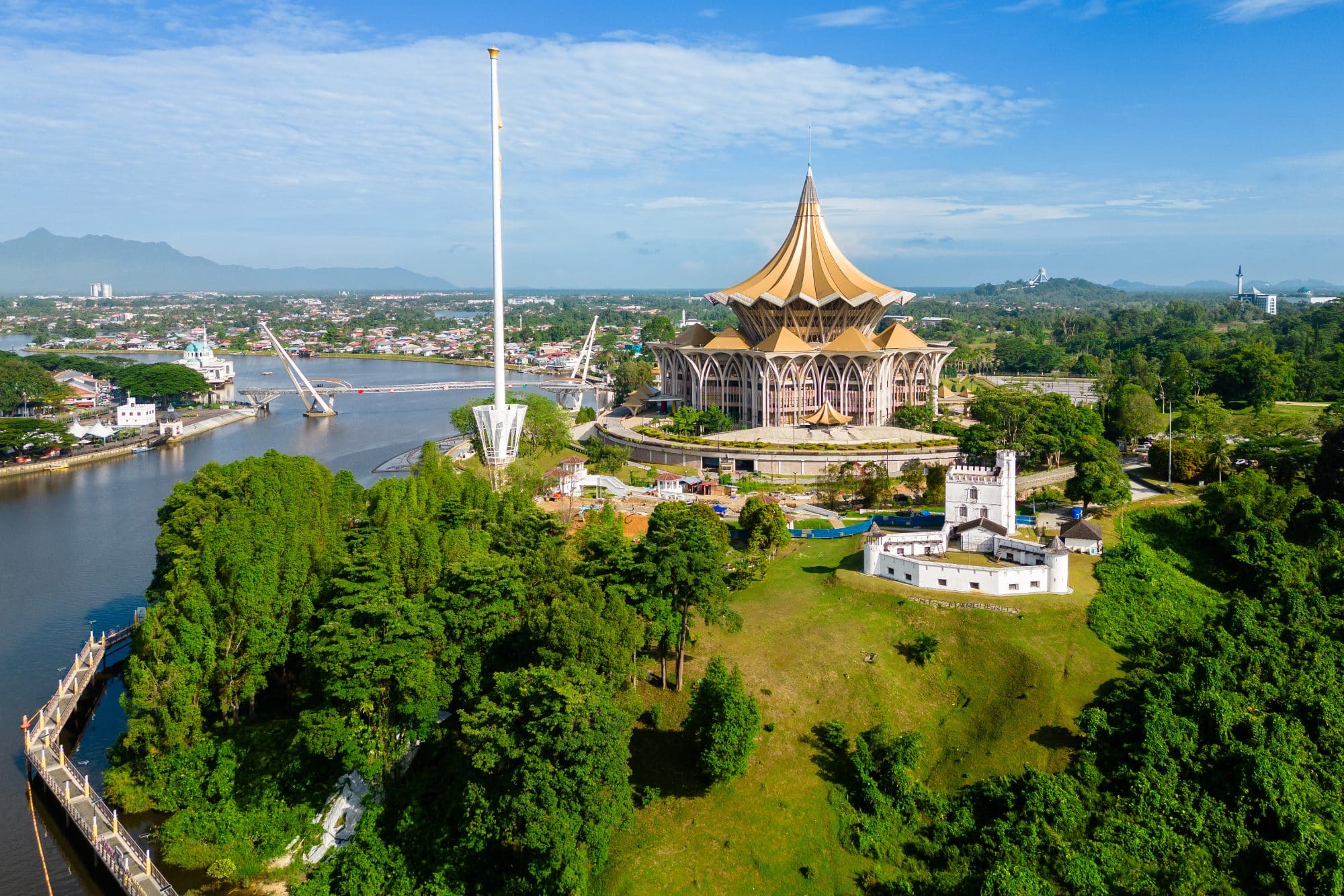 waterfront of Sarawak river in Kuching, Sarawak, east Malaysia