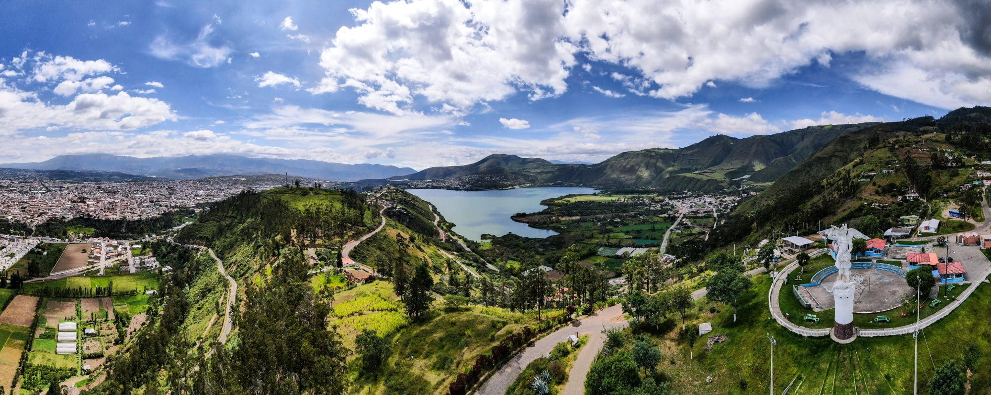 Laguna de Yahuarcocha Aerialview, near Ibarra Ecuador