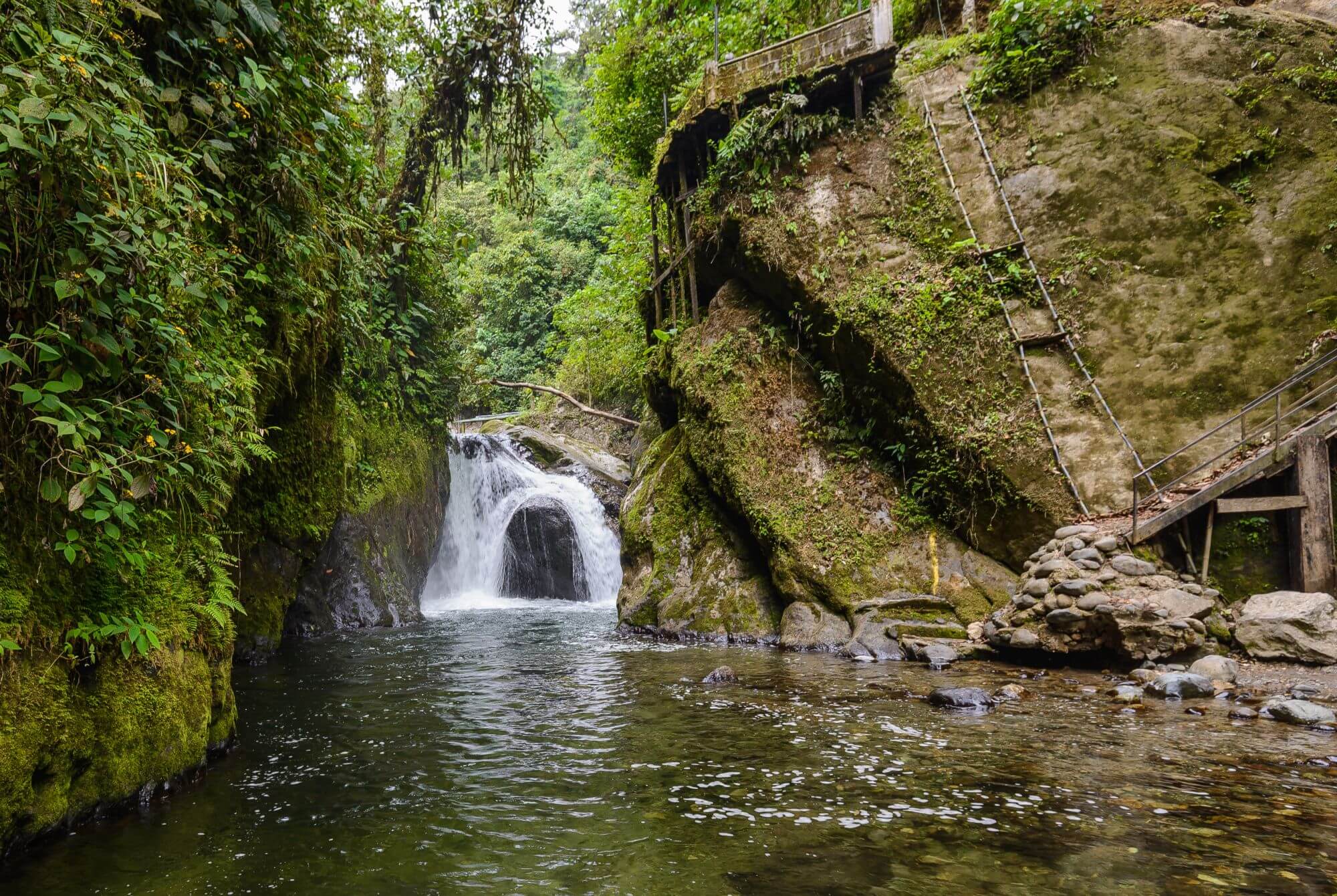 Waterfall of Nambillo River, Mindo rainforest, Ecuador