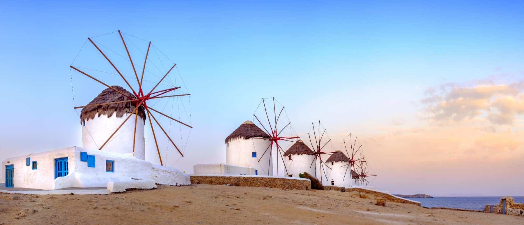 like this incredible view of traditional greek windmills on Mykonos Island.