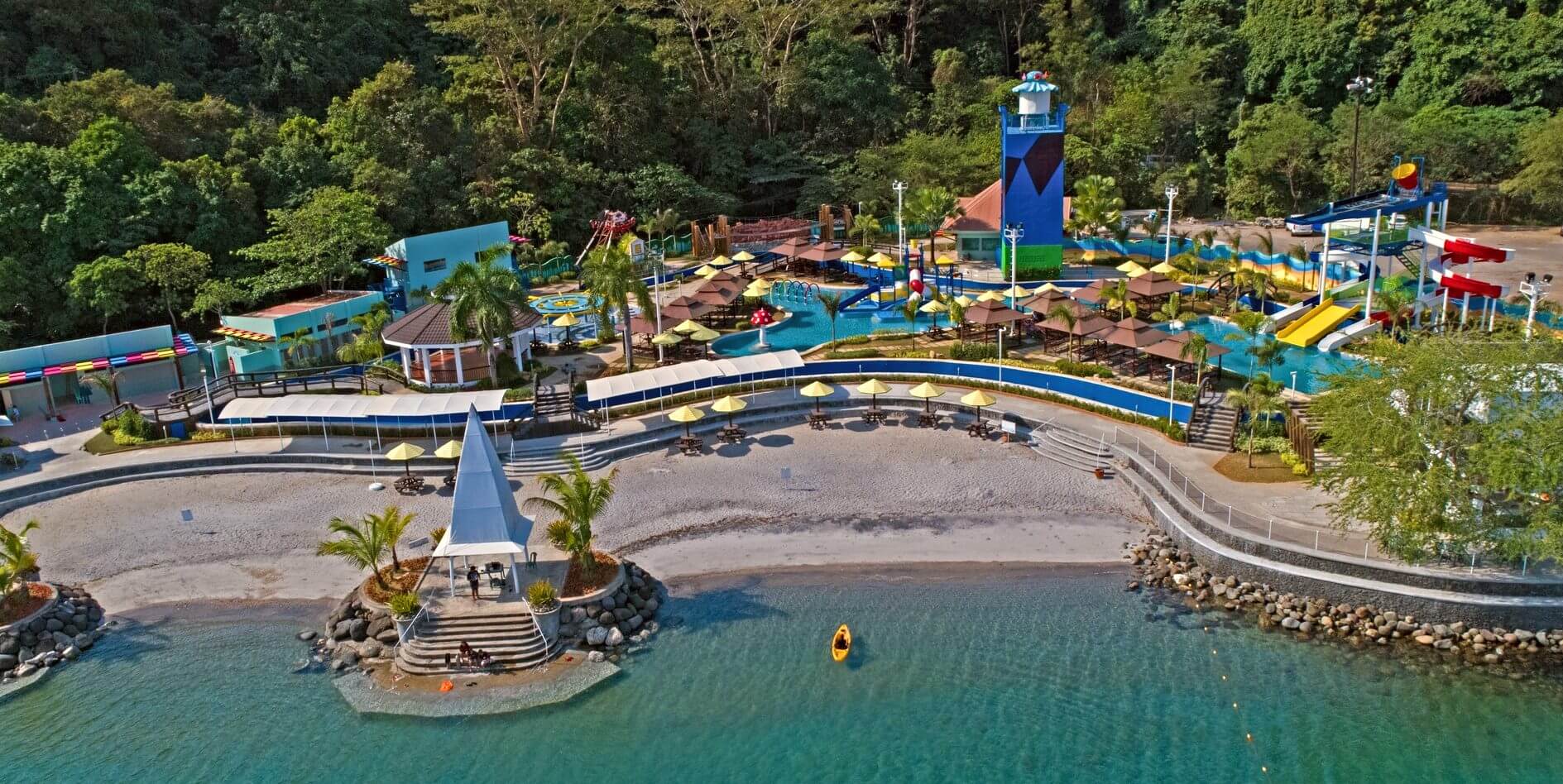 A Waterpark in Subic Bay - a drone view of the slides and pools