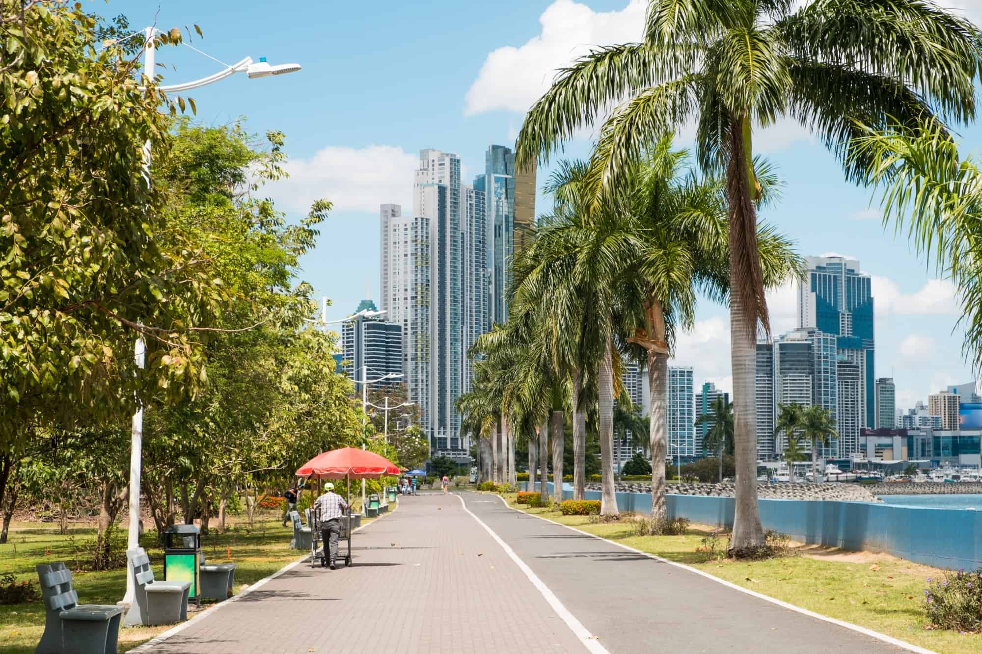 The waterside promenade in Panama City connects downtown with the old city of Panama.