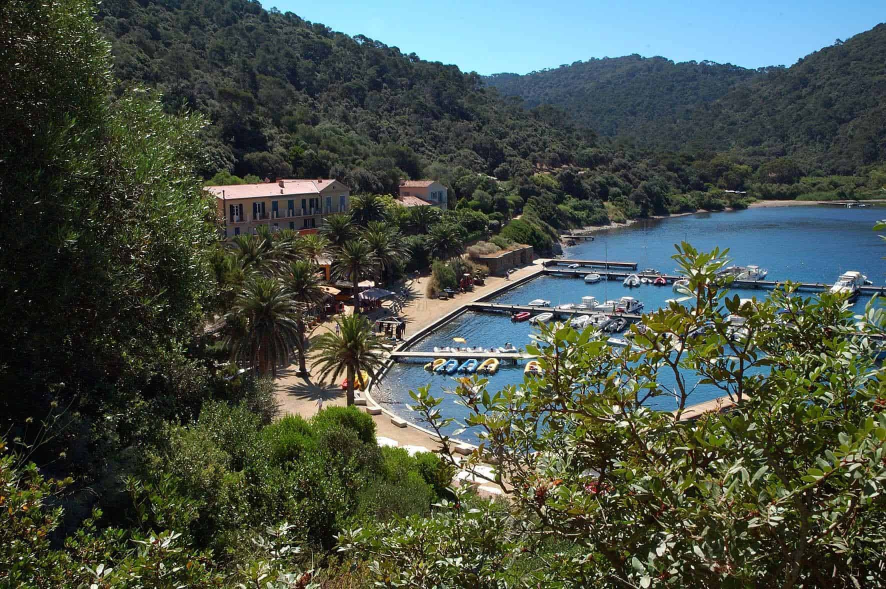 The view of the Port Cros beach on the French Riviera Port Cros