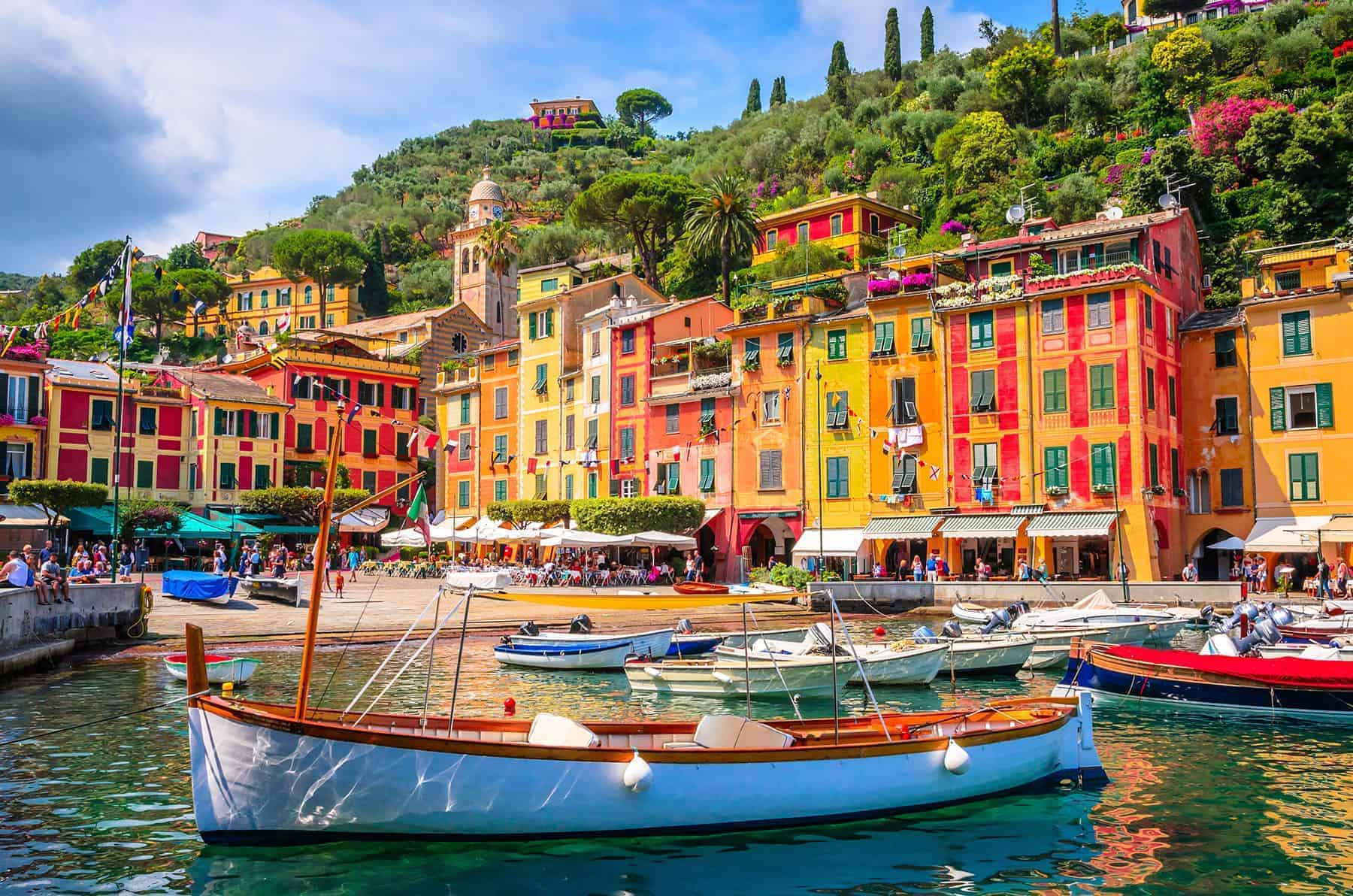 Places with the healthiest climate: Liguria Boats in a bay in Portofino