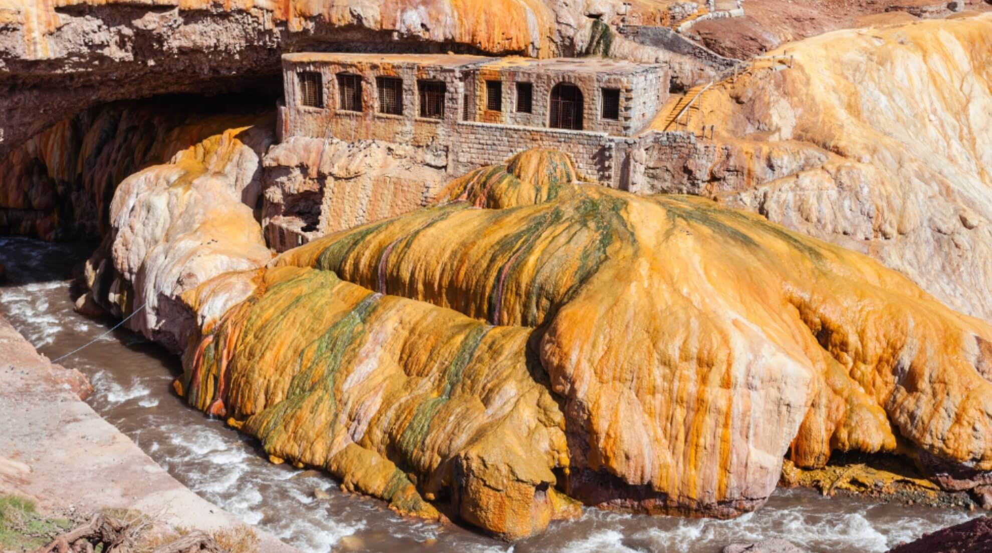 Ancient ruins among colored stones in Mendoza