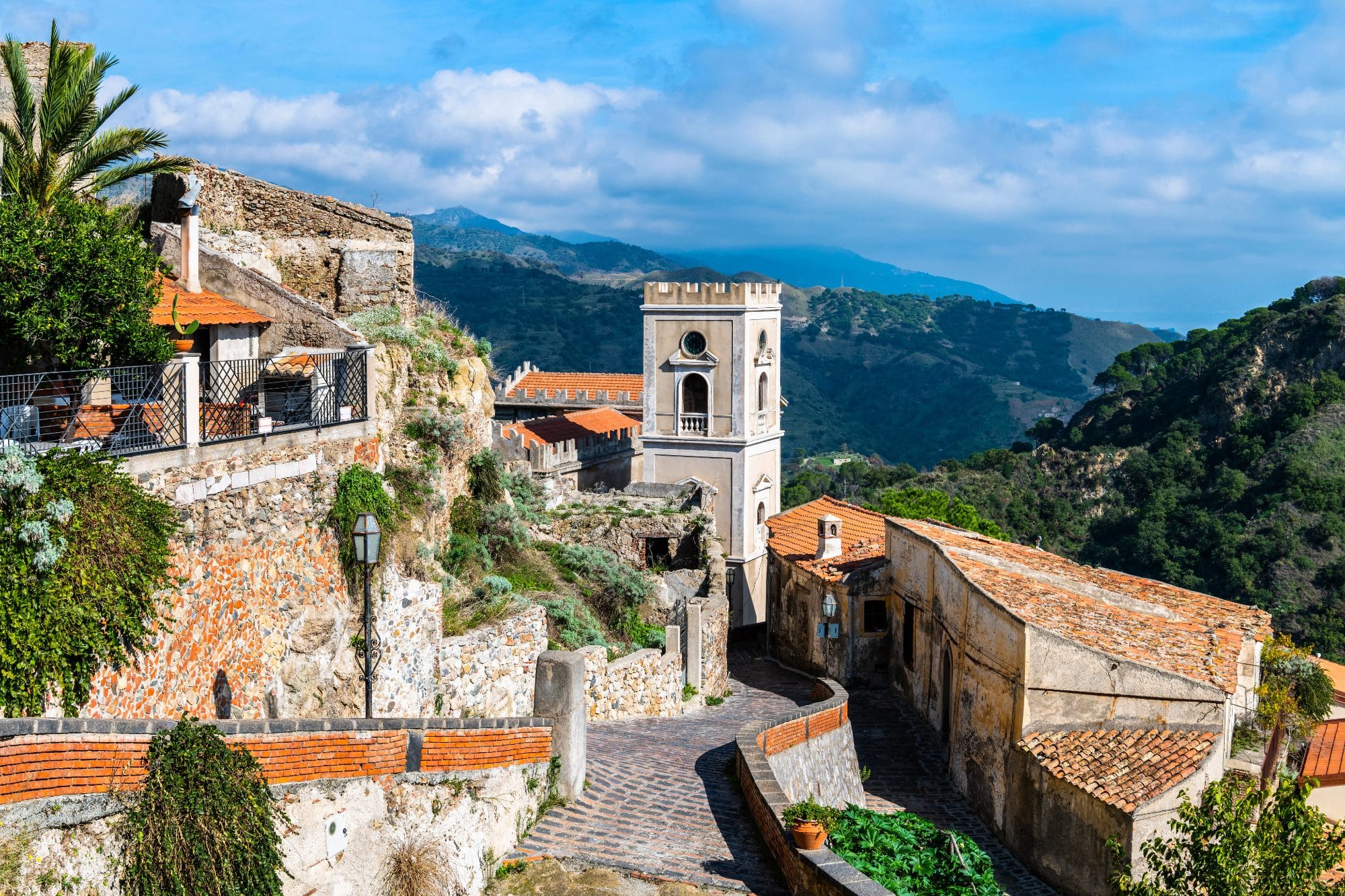 A medieval tower in the Savoca village in Sicily