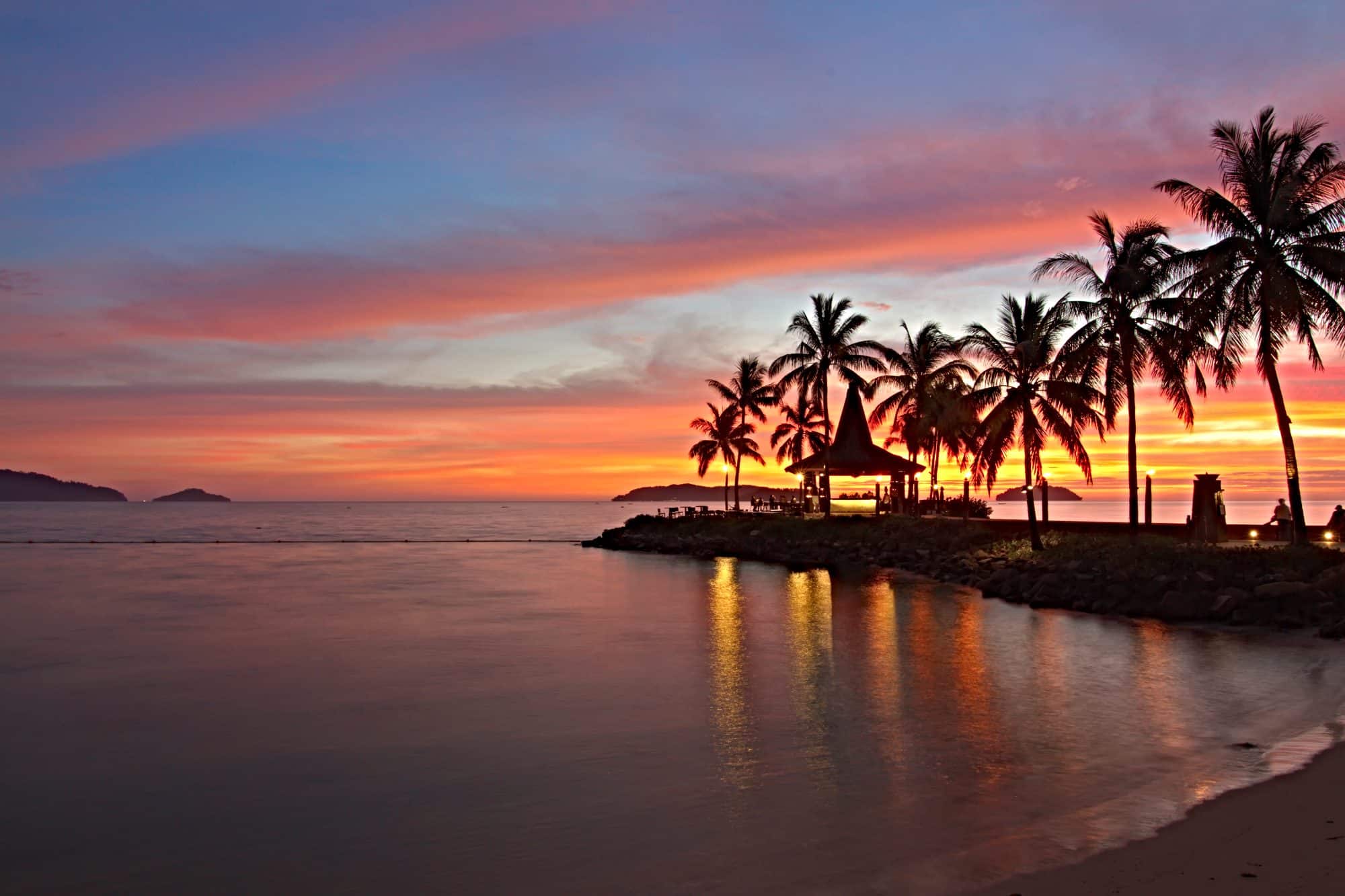 twilight at Tanjung Aru beach Kota Kinabalu Sabah Malaysia
