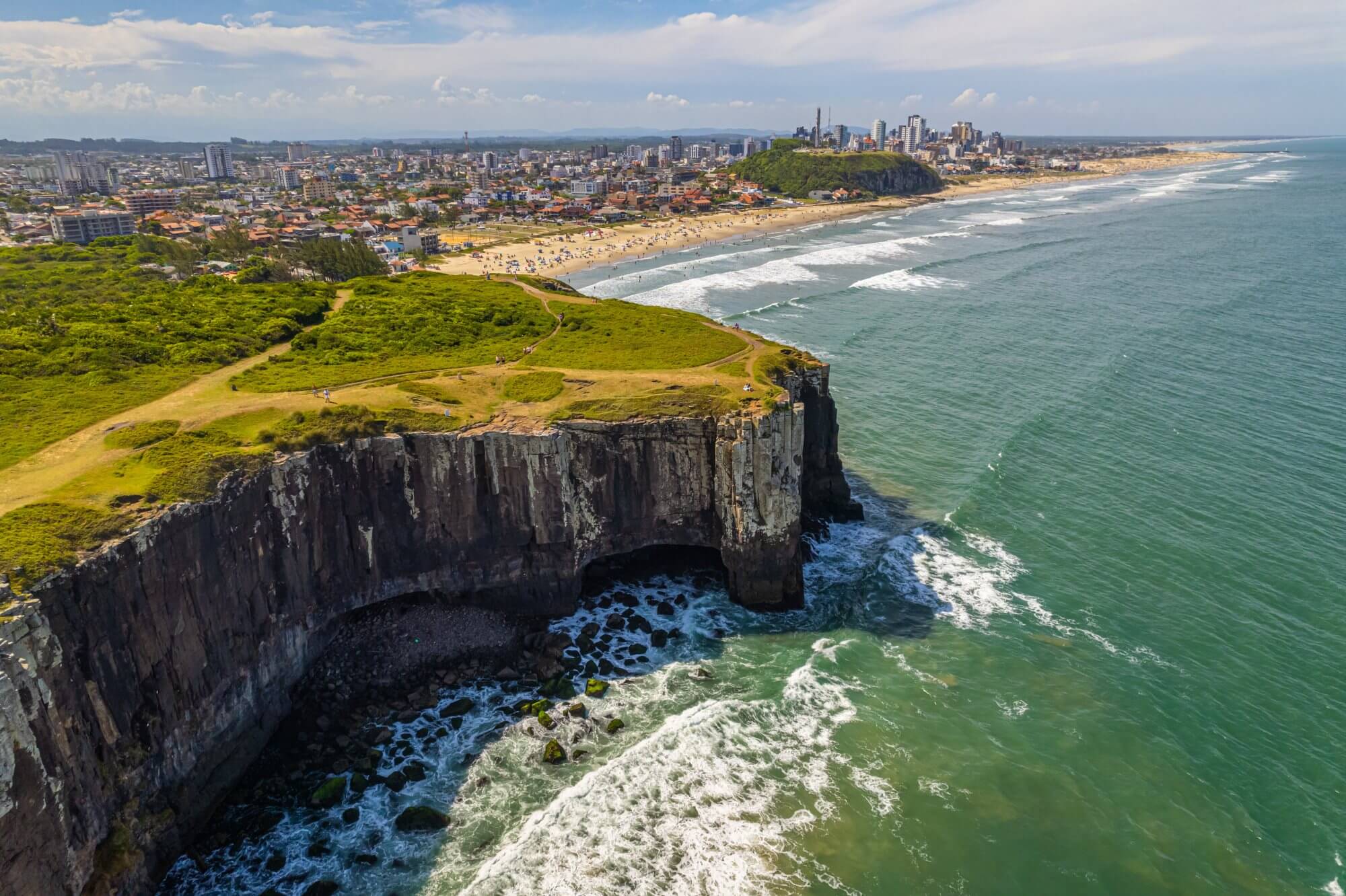 Aerial view of Torres, Rio Grande do Sul, a coastal city in south of Brazil.