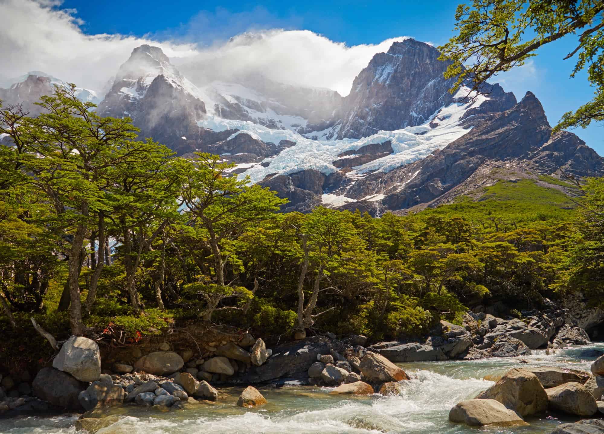 A mountain river in Torres del Paine national park. Patagonia, Chile