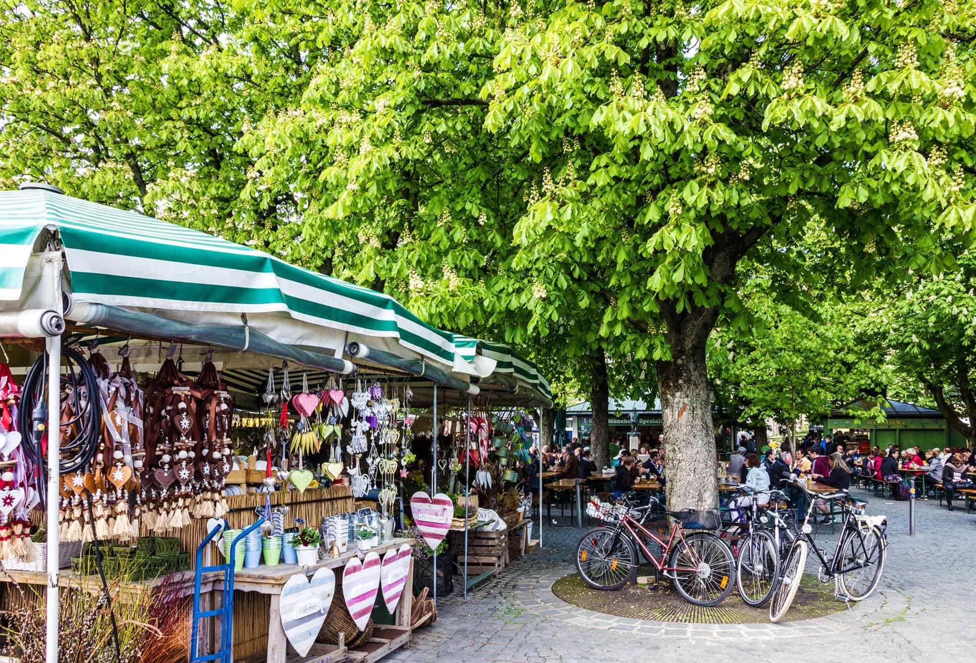 Viktualienmarkt, a famous delicatessen market in Munich